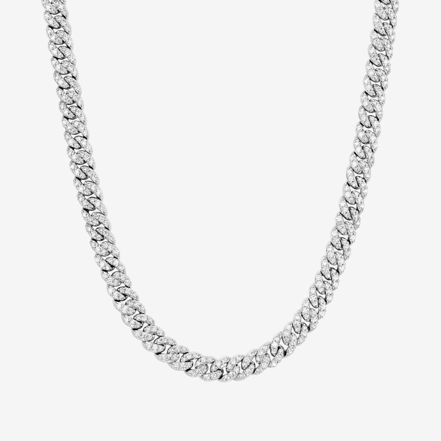 Iced out cuban chain in silver