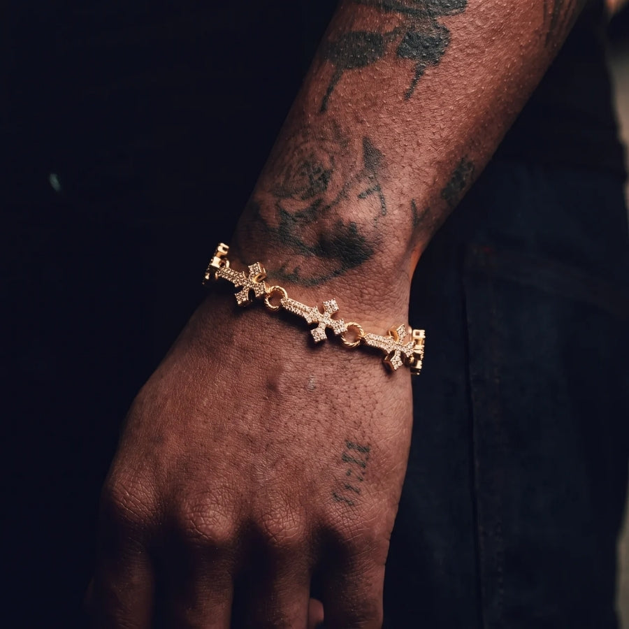Pulsera Eslabones Cruz Sanctus