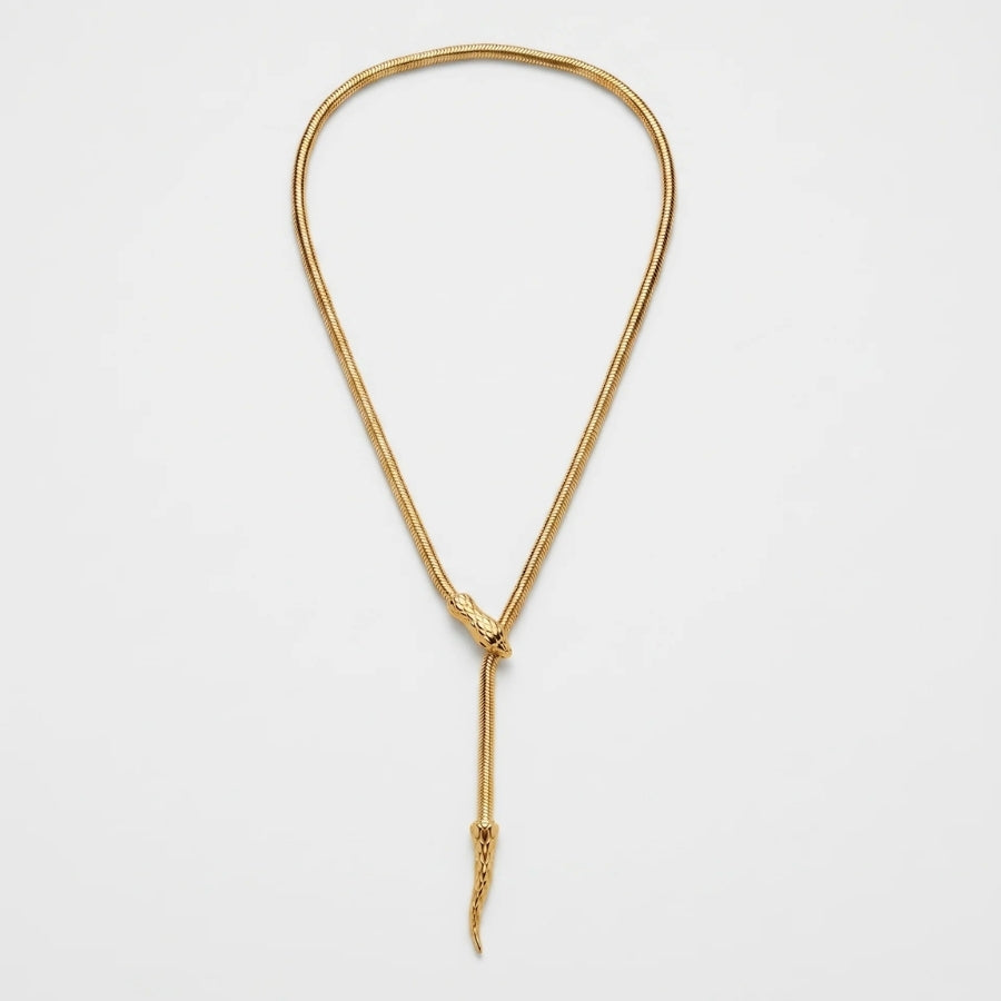 The Snake Smooth Necklace in 18K gold or silver finish