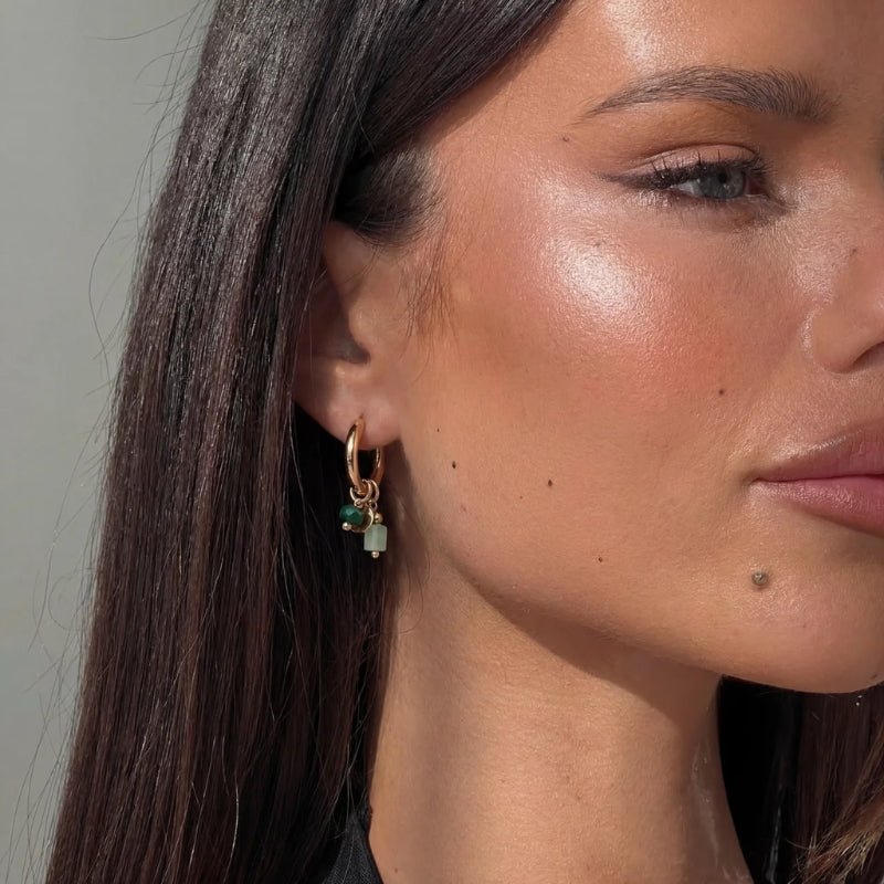 Charm Hoop Earrings - Wisdom Green | Monrich