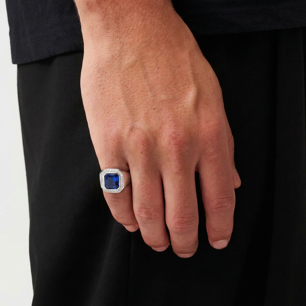 Anillo Piedra Corte Cuadrado