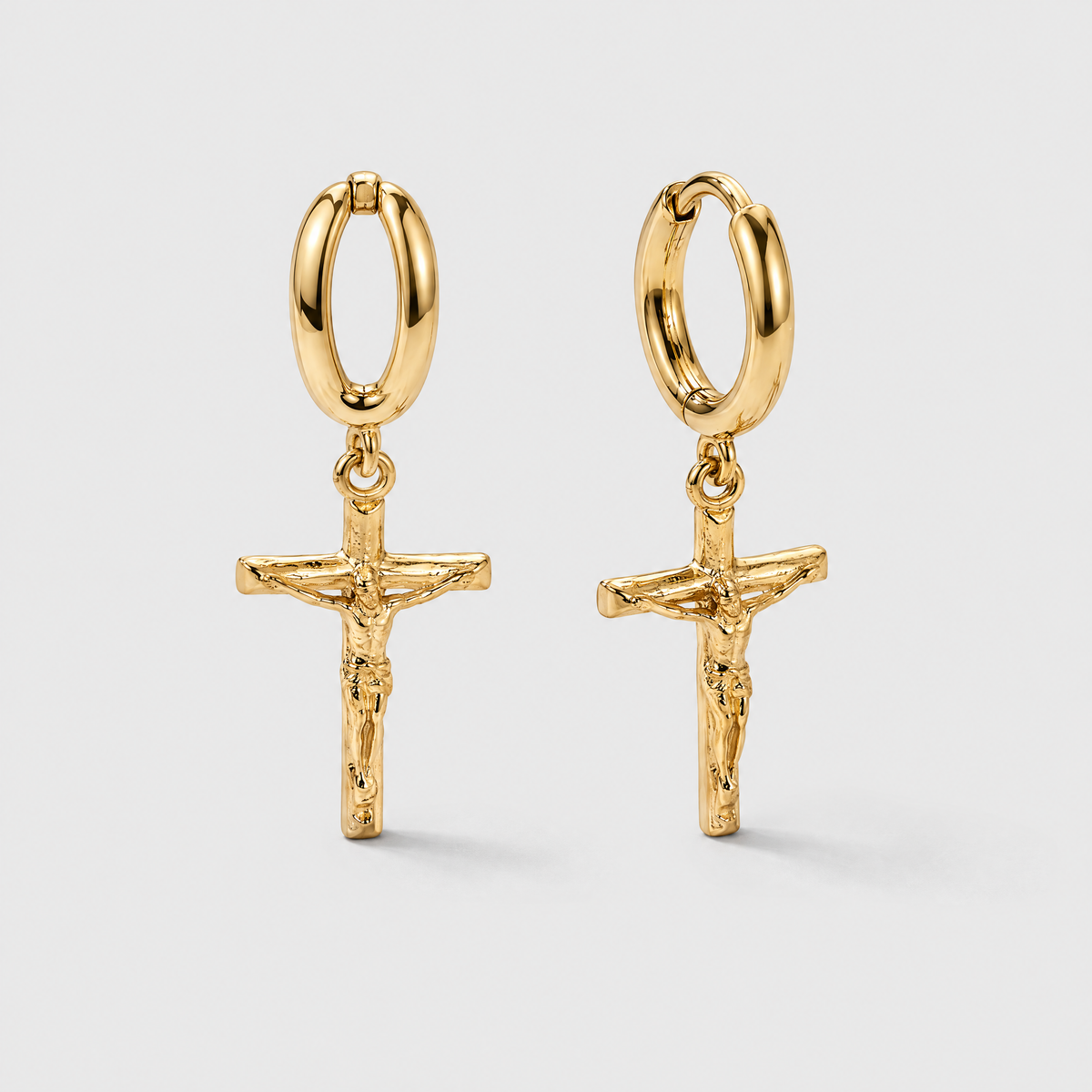 Crucifix Gold Earrings