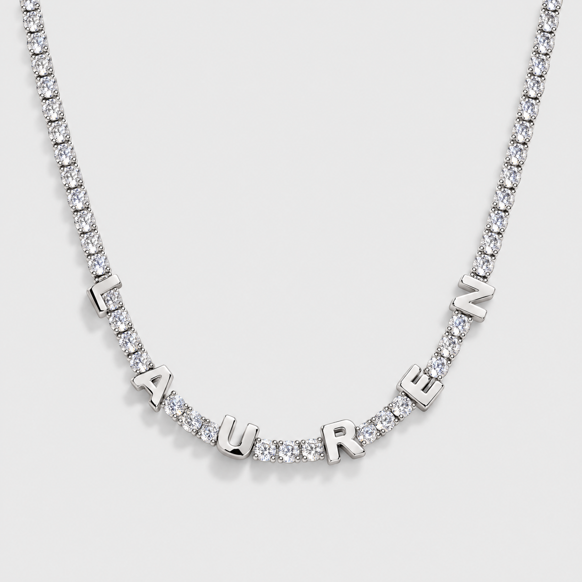 Initials Custom Tennis Necklace - Silver